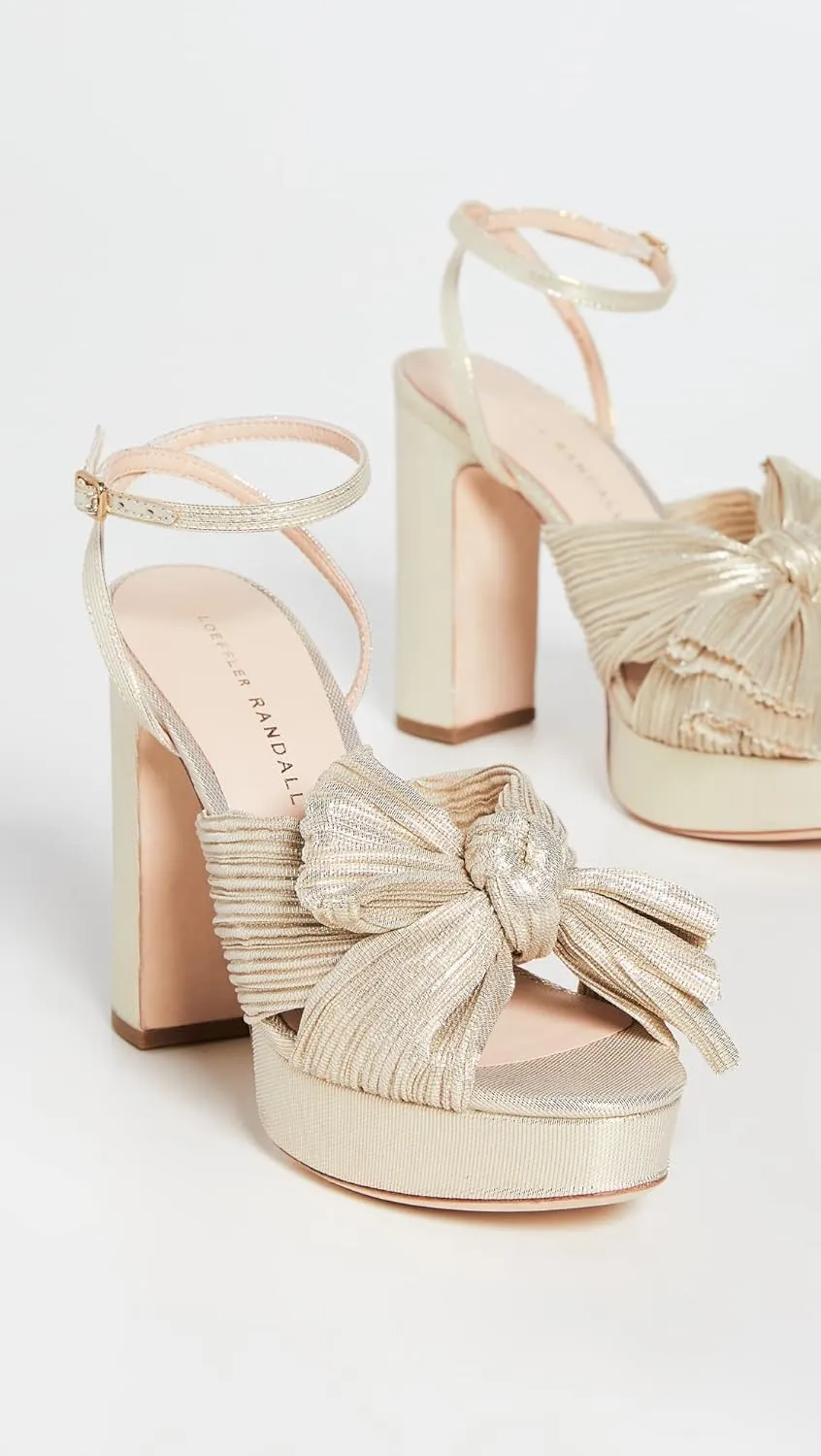 Loeffler Randall Women's Natalia Platform Pleated Bow Heels