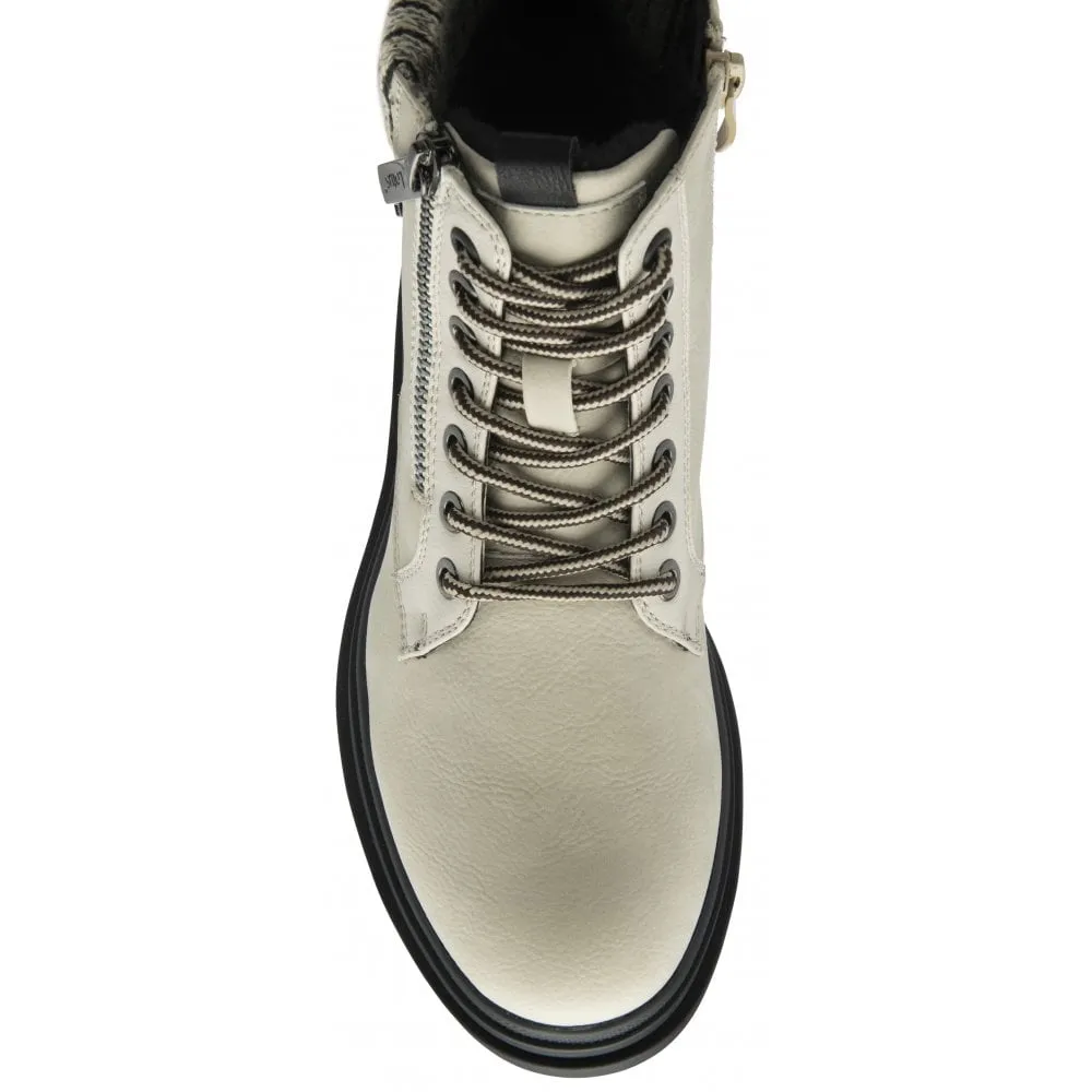 Lotus Saundra Women's Lace Up / Zip Up Ankle Boot Winter White