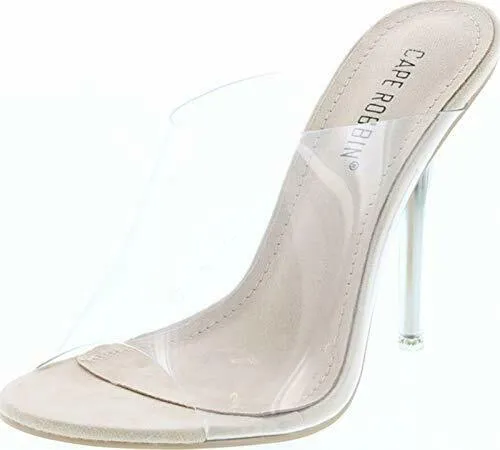 Lucite Global delivery PVC Open Pumps Robbin Clear Toe Best-selling deal Mules Nude Stiletto Heel Cape Allure