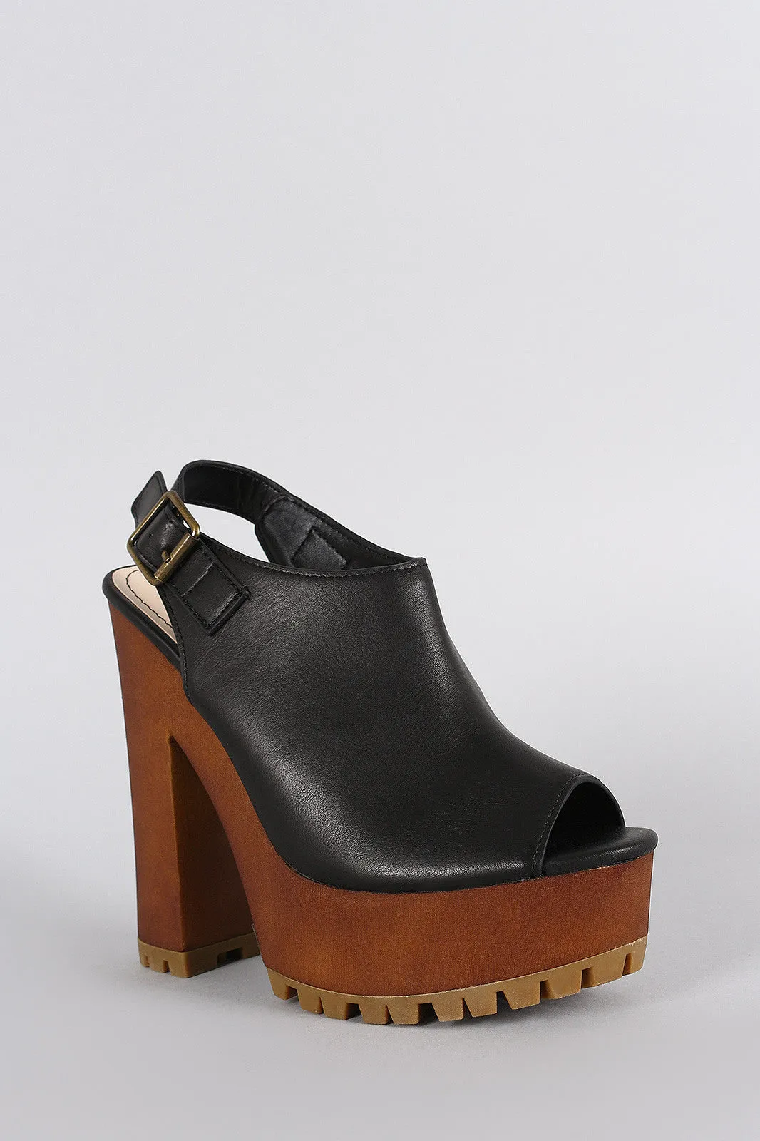 Lug Digital Heel Peep Platform Mule Toe Chunky Bamboo Extensive range