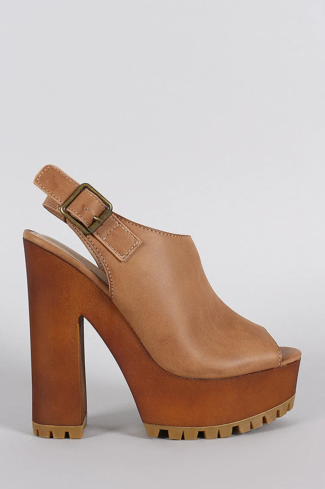 Lug Digital Heel Peep Platform Mule Toe Chunky Bamboo Extensive range