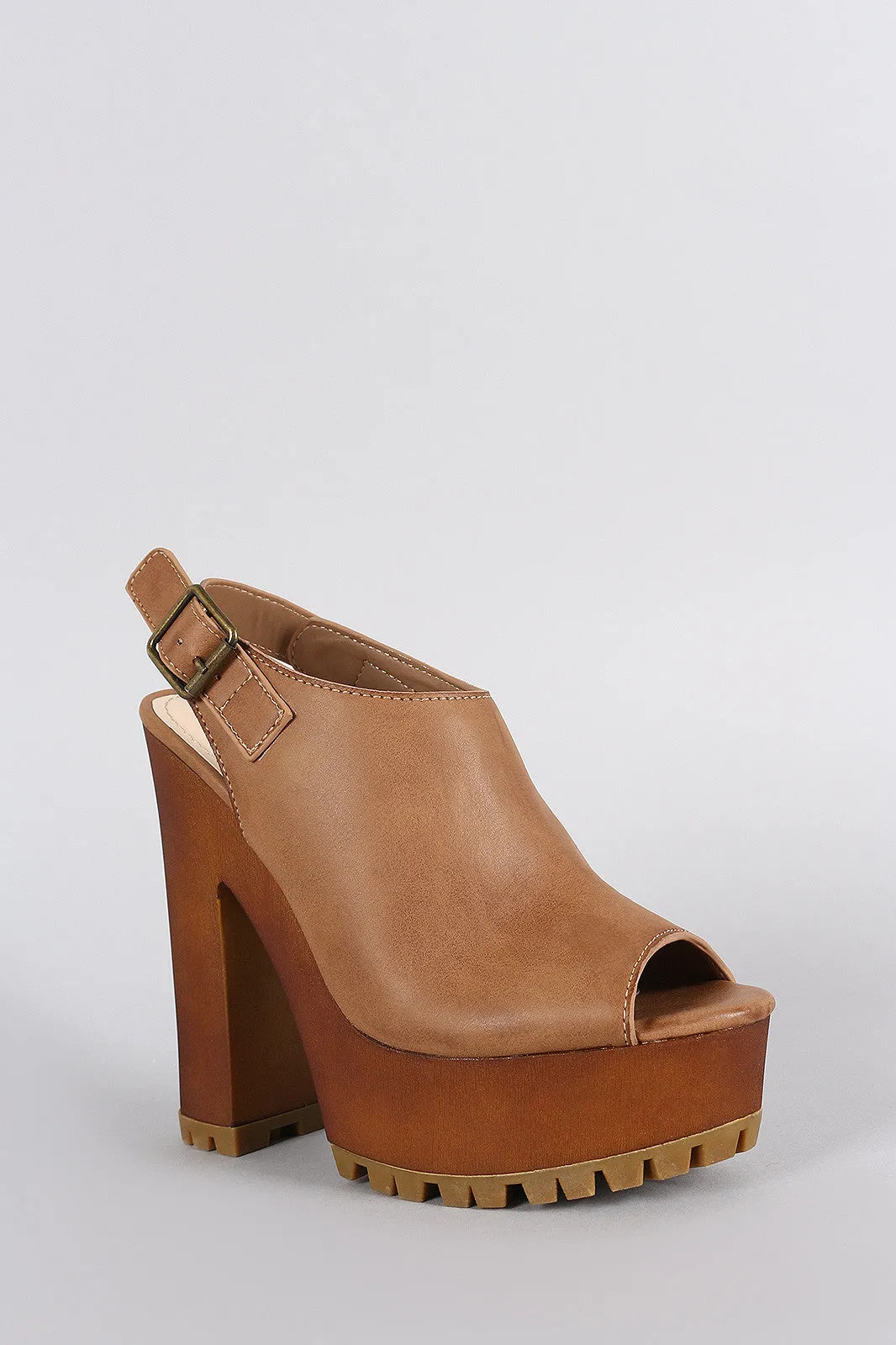 Lug Digital Heel Peep Platform Mule Toe Chunky Bamboo Extensive range