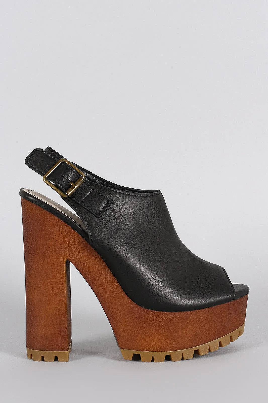 Lug Digital Heel Peep Platform Mule Toe Chunky Bamboo Extensive range