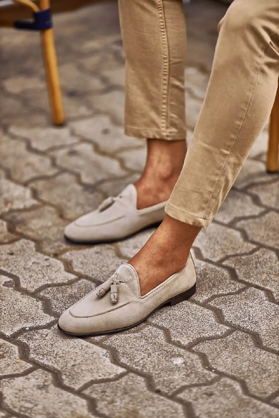 Lux Beige Tassel Loafers