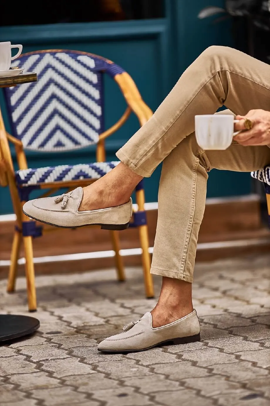 Lux Beige Tassel Loafers