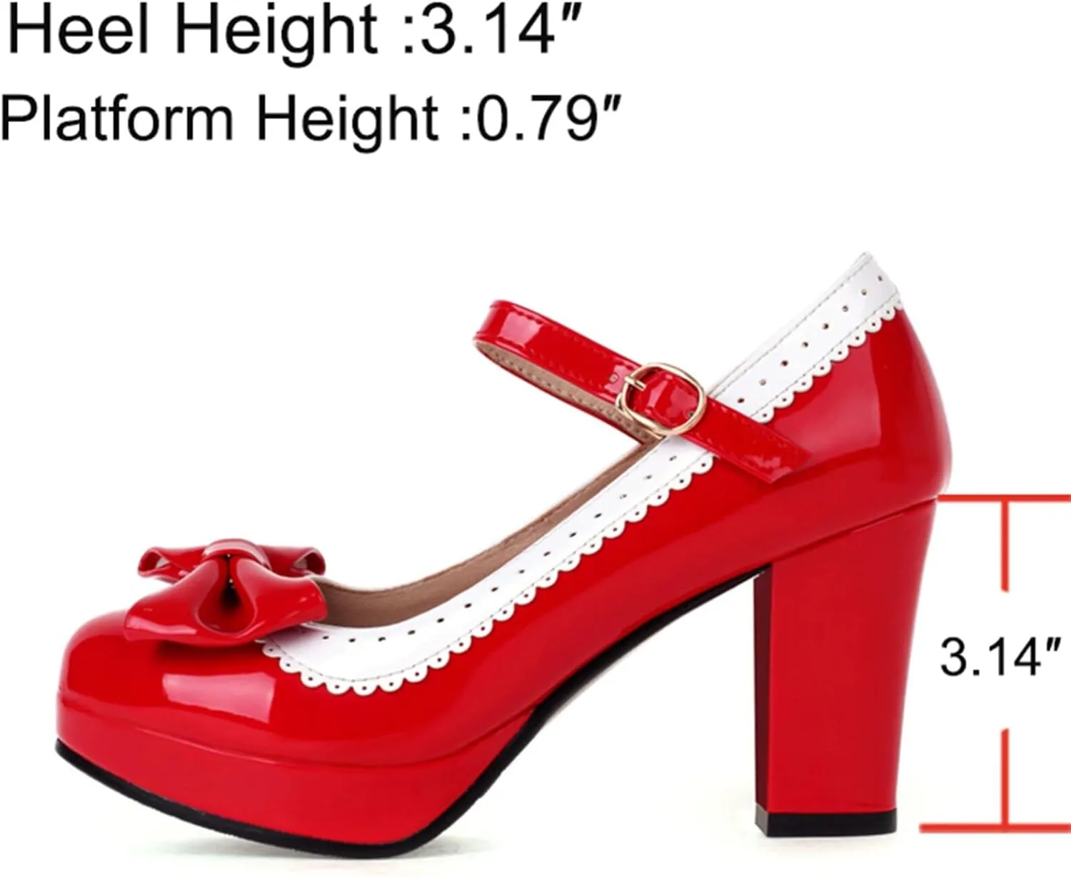 Mary Jane Heels for Women Bow Lolita Platform High Heels Kawaii Shoes Dress Round Toe Pumps