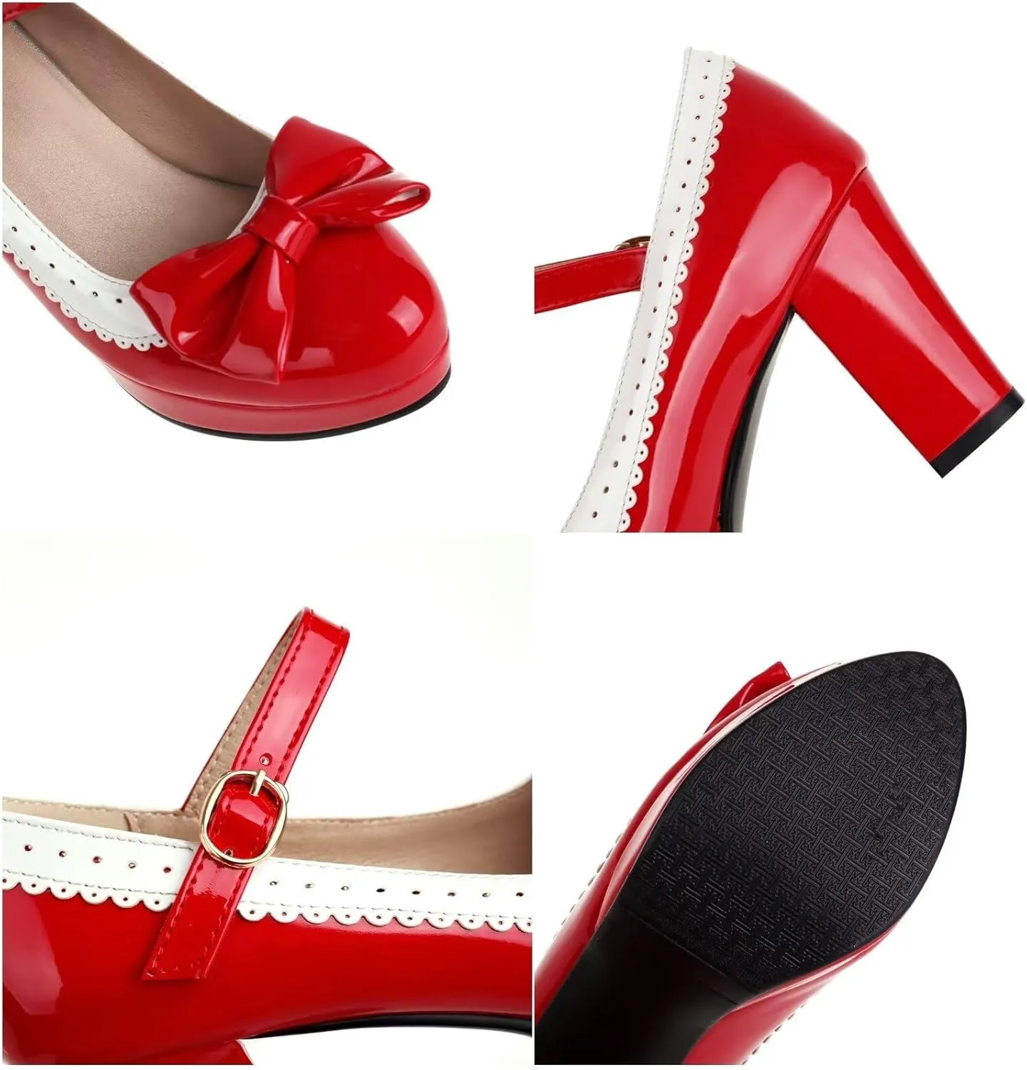 Mary Jane Heels for Women Bow Lolita Platform High Heels Kawaii Shoes Dress Round Toe Pumps