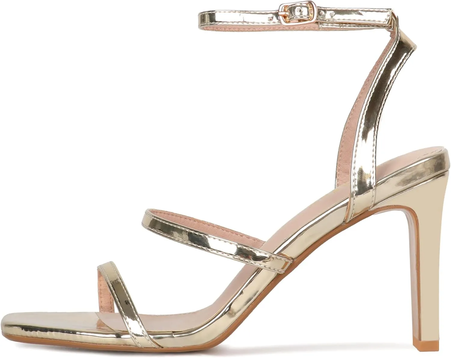 MAVMAX Strappy Heels for Women Square Toe Ankle Strap Buckle Heeled Sandals Lace Up Chunky High Heel Sandals Wedding Work Party Dress Shoes