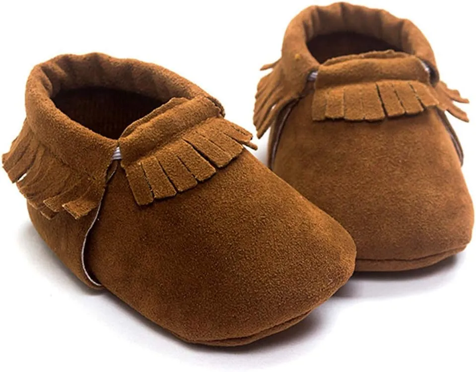 Meckior Infant Baby Girls Boys Premium Soft Sole Tassel Bowknot Moccasins Toddler Prewalker Princess Anti-Slip Crib Baptism Loafers Shoes