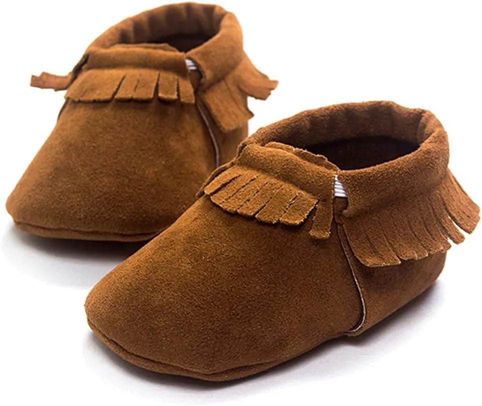 Meckior Infant Baby Girls Boys Premium Soft Sole Tassel Bowknot Moccasins Toddler Prewalker Princess Anti-Slip Crib Baptism Loafers Shoes