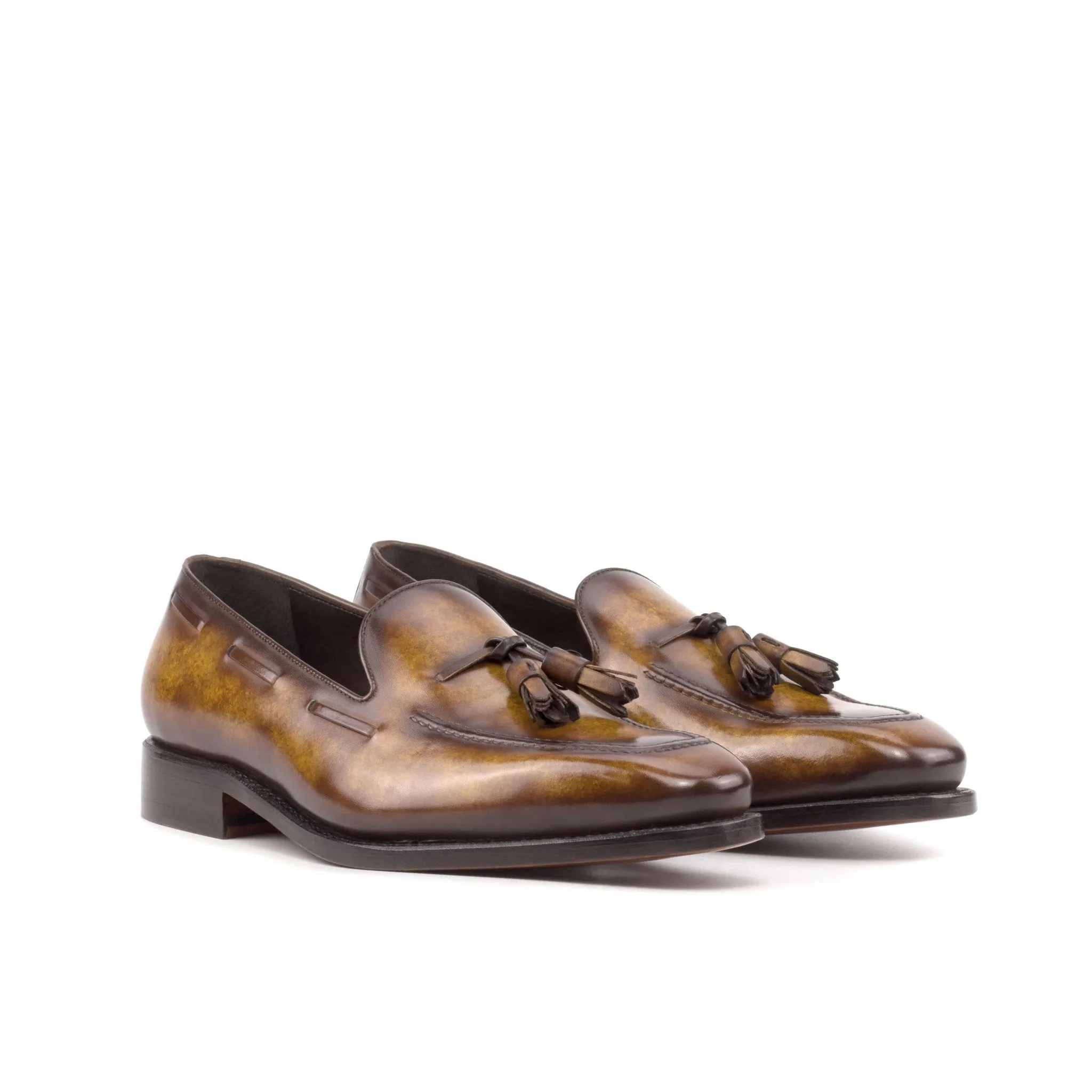 Men's Bespoke Cognac Patina Tassel Loafers