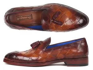 Men's Big Braided Tassel Brown Loafers