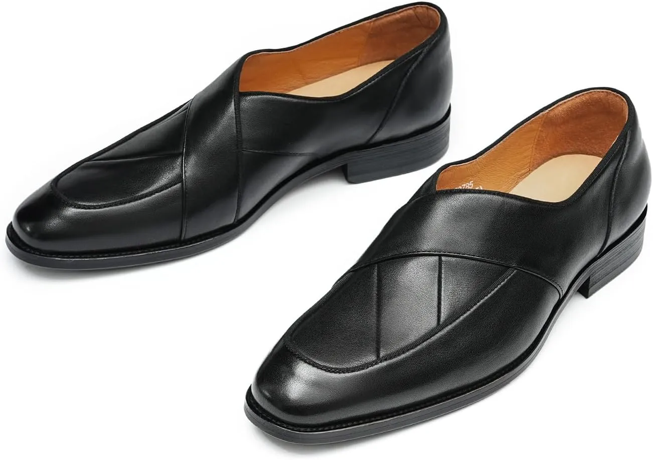 Mens Dress Penny Loafers Slip-On Shoes - Genuine Leather Formal Business Casual Shoes for Wedding- Fashion Comfortable Prom Mocassins