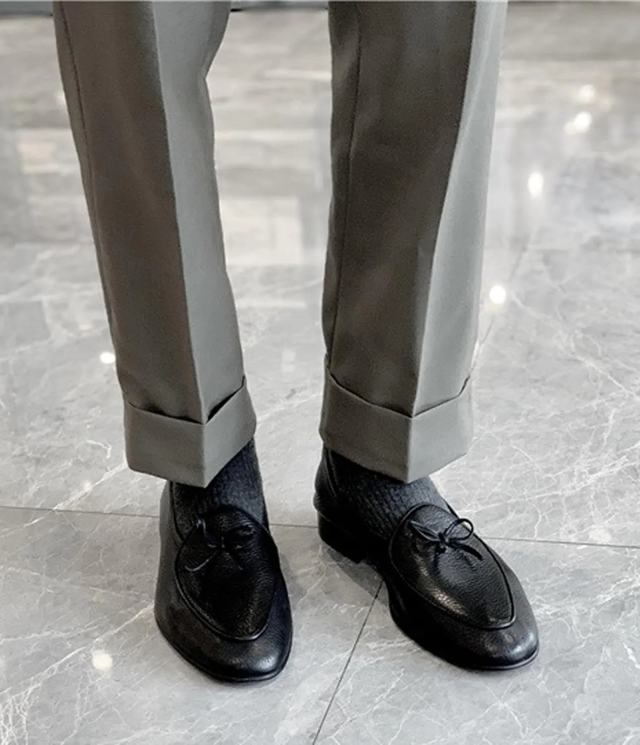 Men's Dress Shoes Belgian Loafers Leather Bow-Tie Slip On Penny Loafers Shoes Formal Business Casual Prom Wedding Tuxedo Shoes for Men