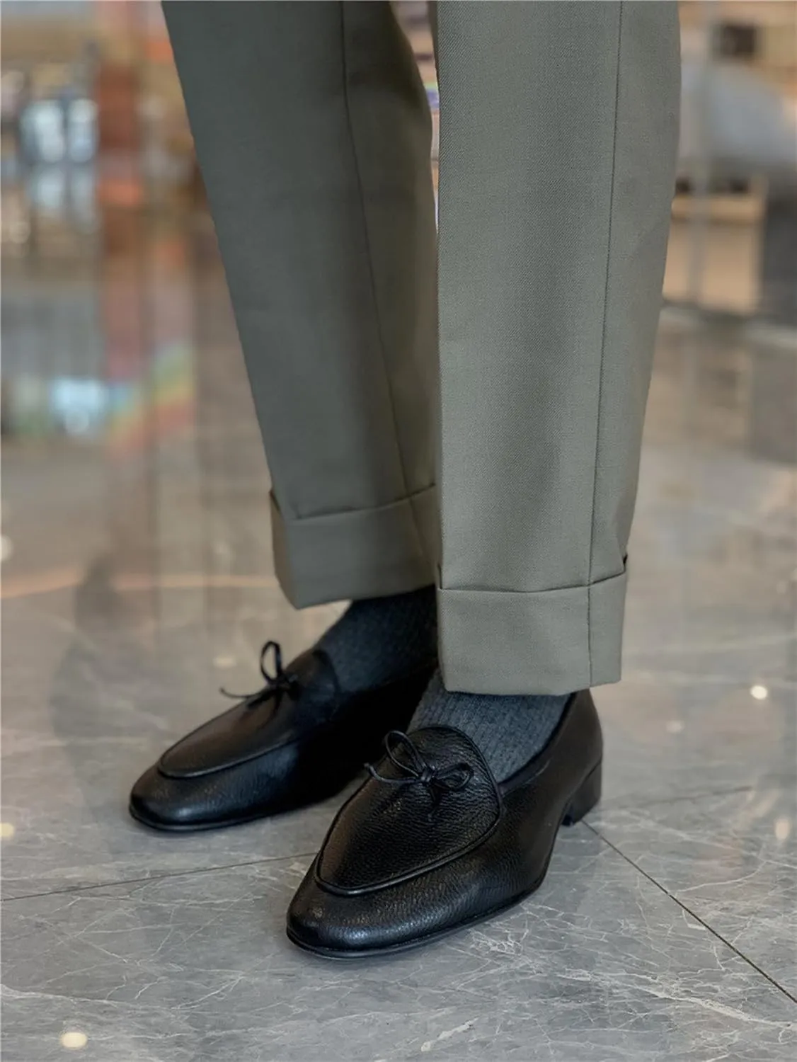 Men's Dress Shoes Belgian Loafers Leather Bow-Tie Slip On Penny Loafers Shoes Formal Business Casual Prom Wedding Tuxedo Shoes for Men