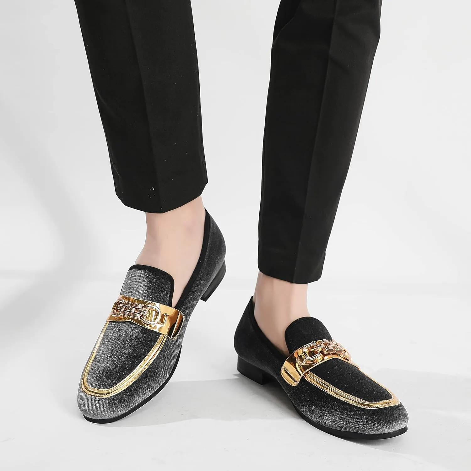 Men's Fashion Formal Velvet Loafers and Wedding Dress Shoes for Men, Penny Slip-On Smoking Luxury Men Casual Shoes