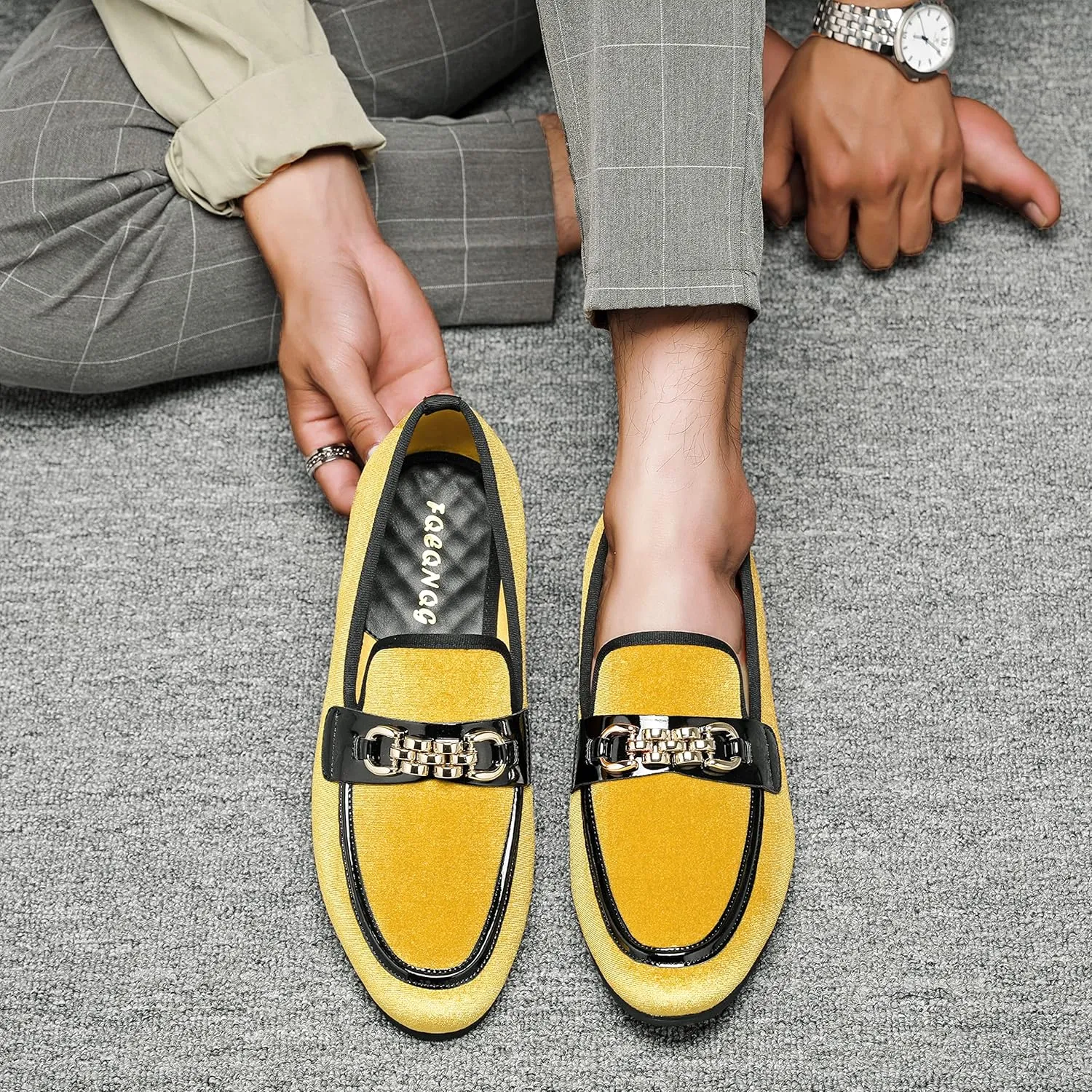 Men's Fashion Formal Velvet Loafers and Wedding Dress Shoes for Men, Penny Slip-On Smoking Luxury Men Casual Shoes