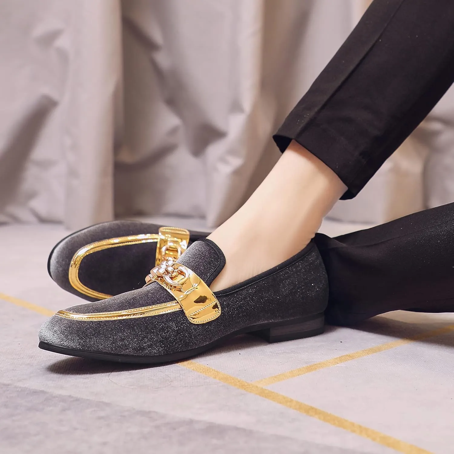 Men's Fashion Formal Velvet Loafers and Wedding Dress Shoes for Men, Penny Slip-On Smoking Luxury Men Casual Shoes