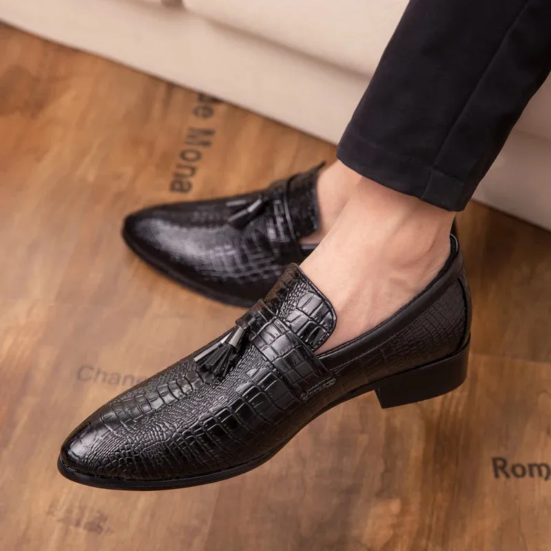 Men's fashion Tassel Soft Genuine Leather Casual Loafers Dress Shoes