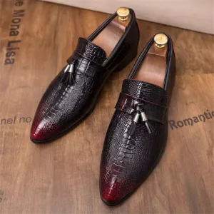 Men's fashion Tassel Soft Genuine Leather Casual Loafers Dress Shoes