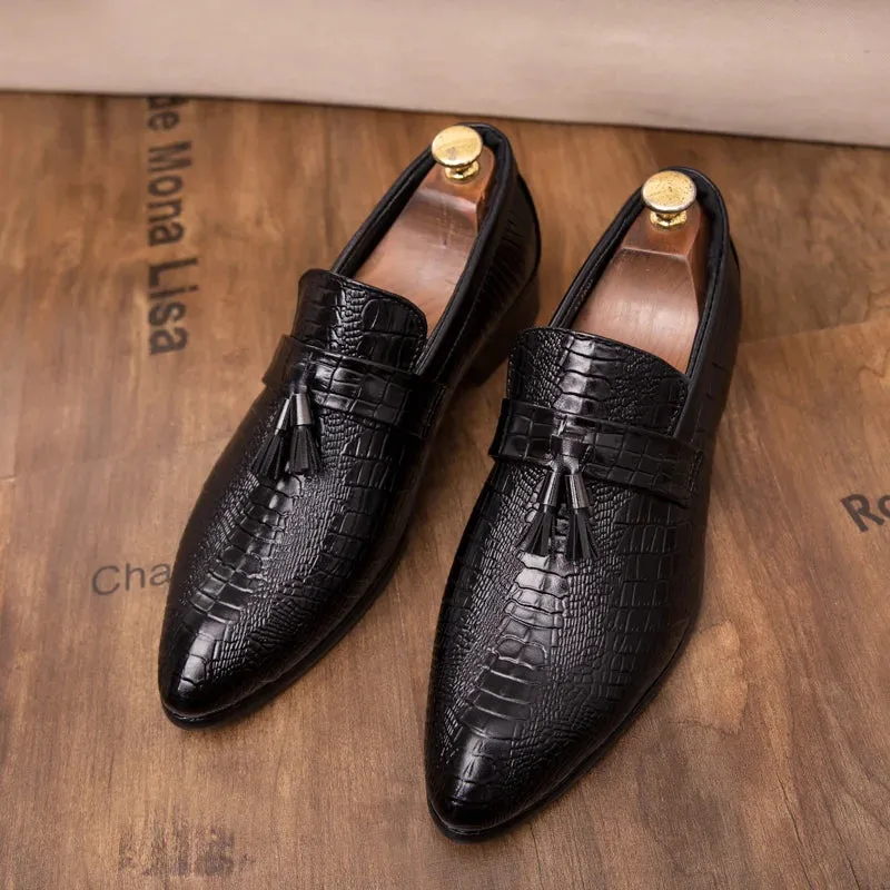 Men's fashion Tassel Soft Genuine Leather Casual Loafers Dress Shoes