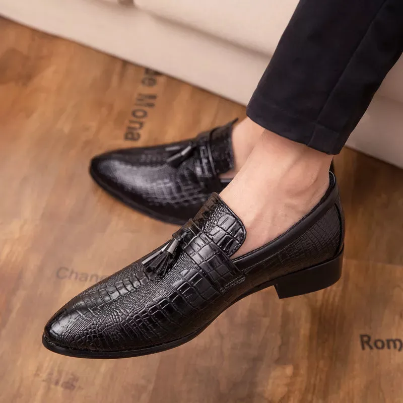 Men's fashion Tassel Soft Genuine Leather Casual Loafers Dress Shoes