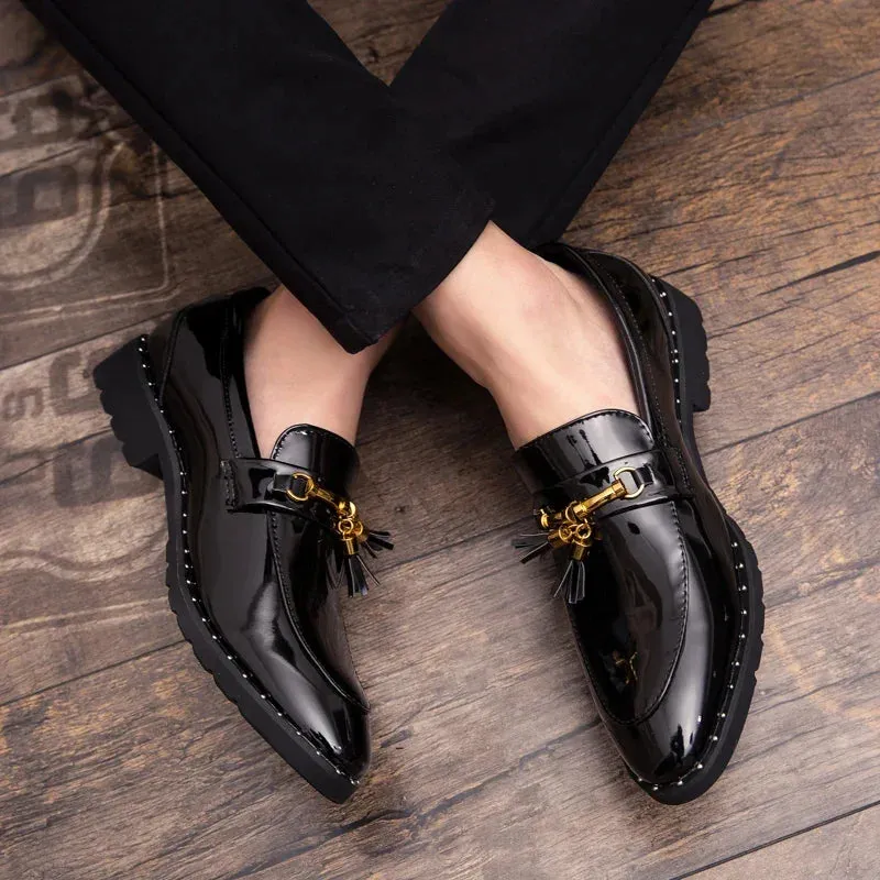 Men's Leather Tassel Loafers Moccasin Shoes