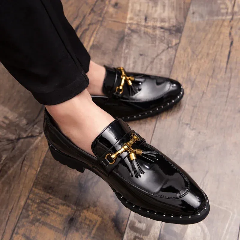 Men's Leather Tassel Loafers Moccasin Shoes