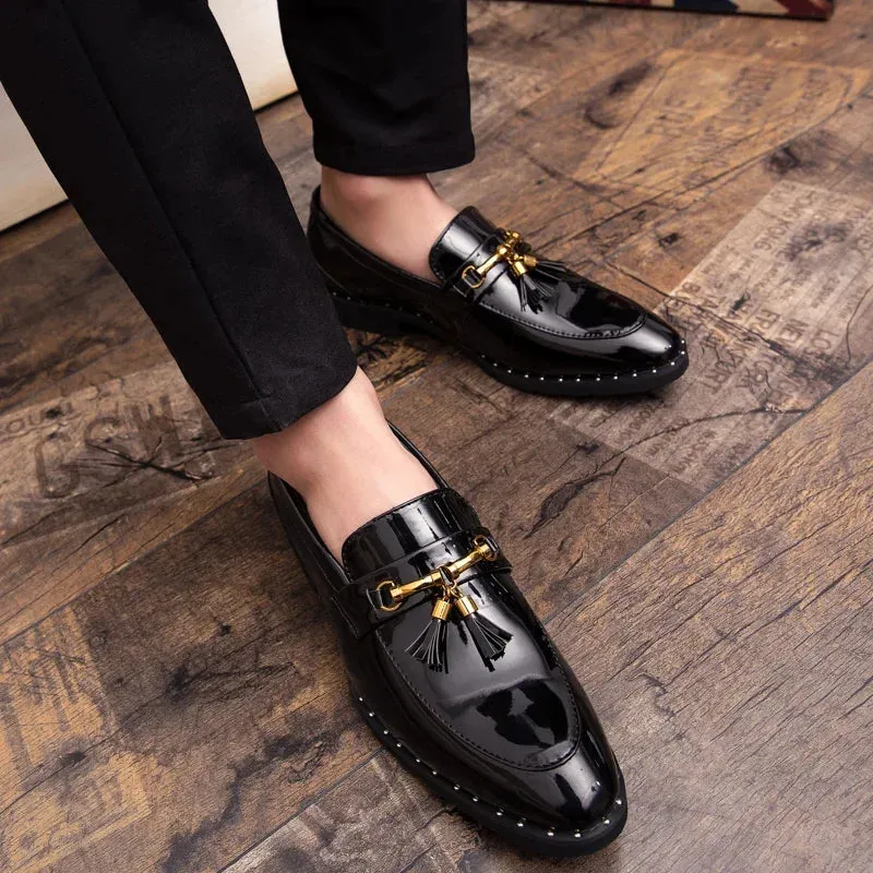 Men's Leather Tassel Loafers Moccasin Shoes