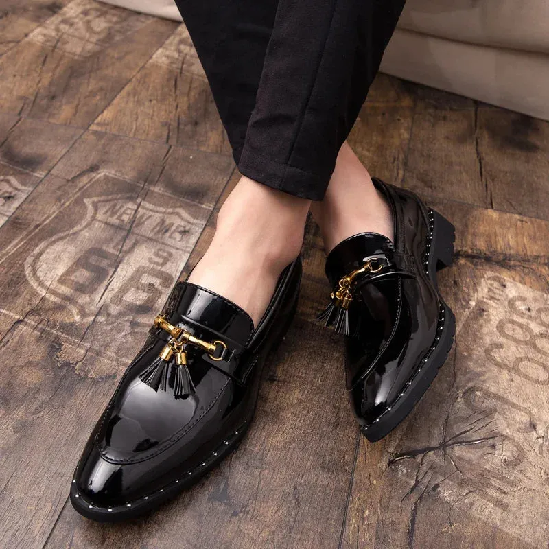 Men's Leather Tassel Loafers Moccasin Shoes