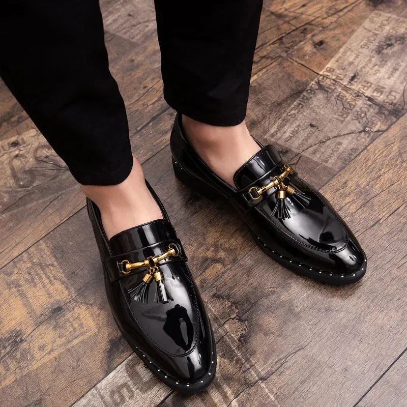 Men's Leather Tassel Loafers Moccasin Shoes