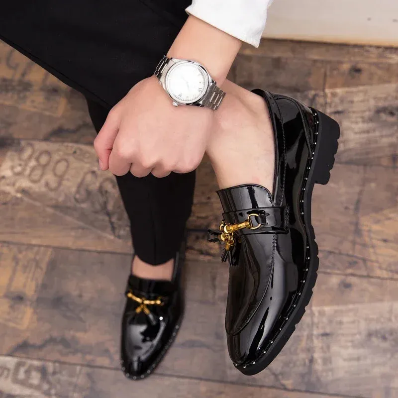Men's Leather Tassel Loafers Moccasin Shoes