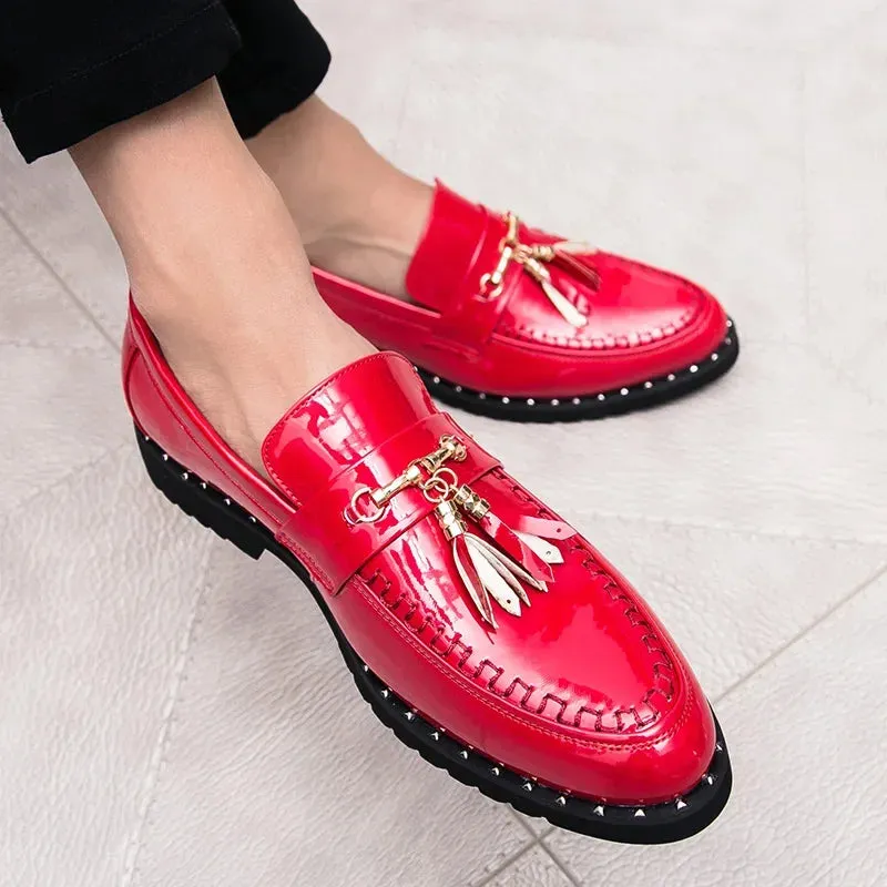 Men's Leather Tassel Loafers Moccasin Shoes