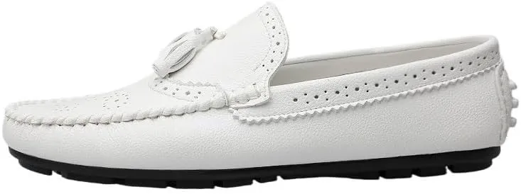 Mens Loafers Round Toe Brogue Embossed Wing tip with Tassel Driving Loafers Resistant Lightweight Comfortable Classic Slip On