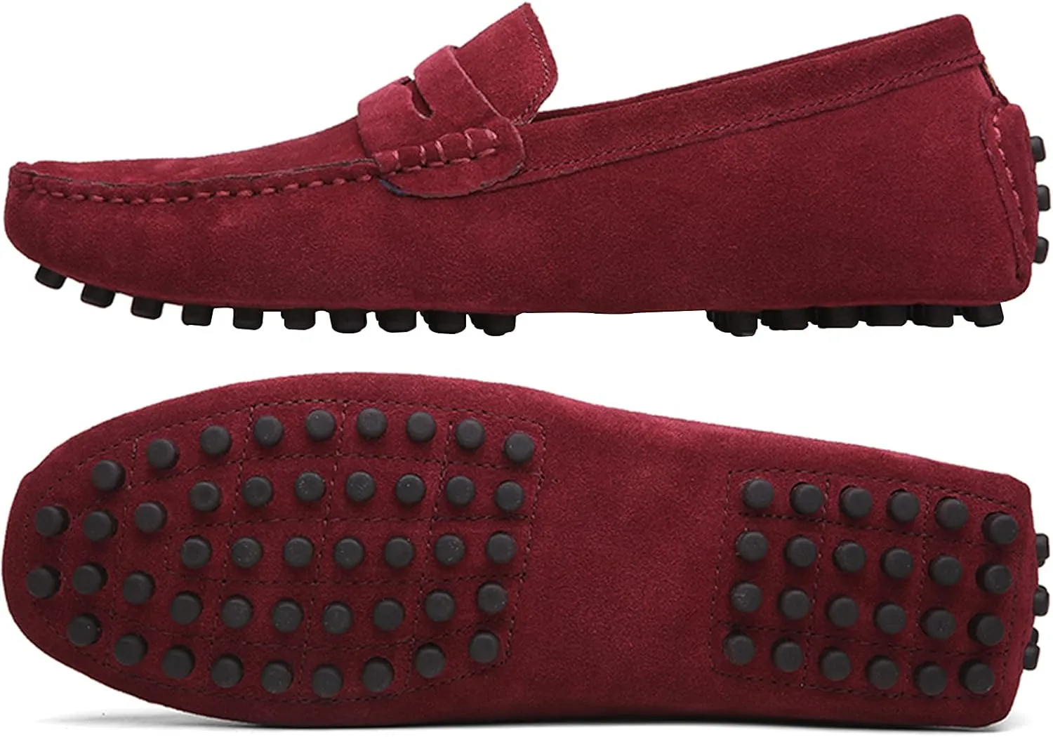 Men's Penny Loafers Moccasin Suede Leather Slip On Casual Dress Driving Shoes