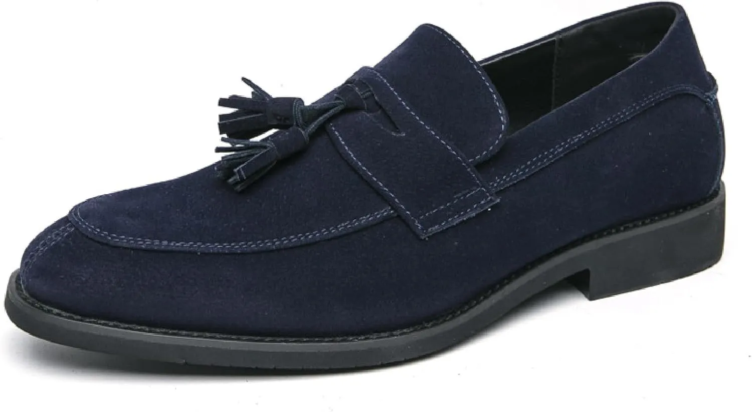 Men's Suede Tassel Chunky Heel Oxfords Fashion Comfor Slip-On Anti-Slip Dress Penny Loafers Casual Business Party Shoes