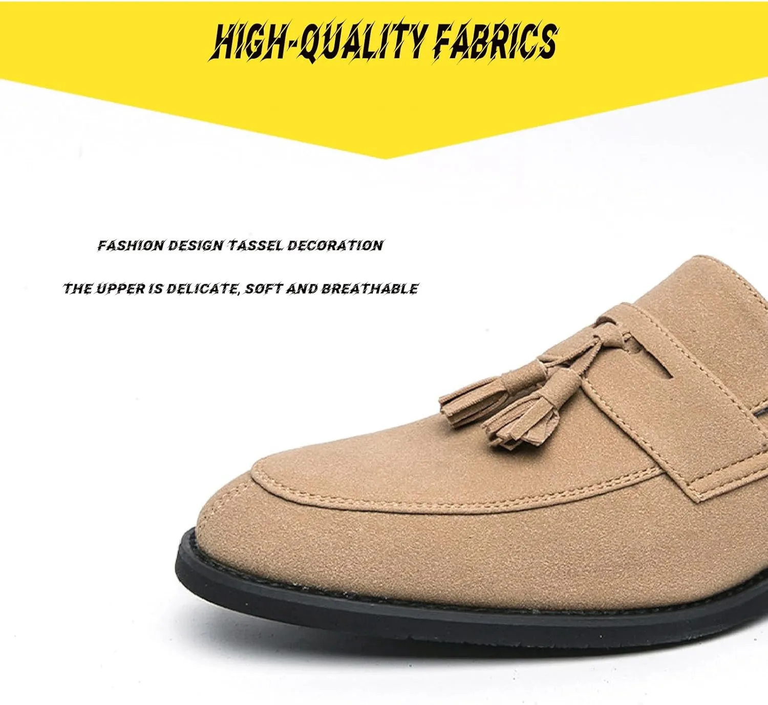Men's Suede Tassel Chunky Heel Oxfords Fashion Comfor Slip-On Anti-Slip Dress Penny Loafers Casual Business Party Shoes