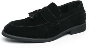 Men's Suede Tassel Chunky Heel Oxfords Fashion Comfor Slip-On Anti-Slip Dress Penny Loafers Casual Business Party Shoes
