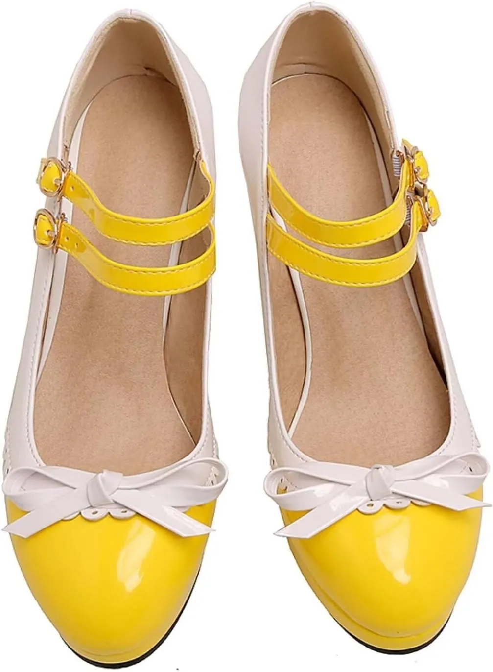 MEOTINA Cute Bow Heels Mary Janes Shoes Women Dress Platform Strappy High Heels Kawaii Shoes