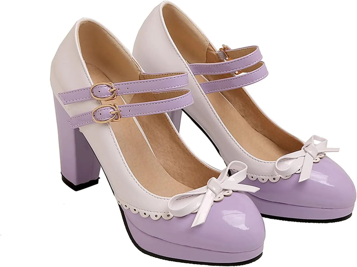 MEOTINA Cute Bow Heels Mary Janes Shoes Women Dress Platform Strappy High Heels Kawaii Shoes