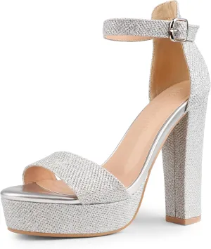 MERUMOTE Women's Fashion Platform Sandals Block Heels Wedding Summer Dress Shoes