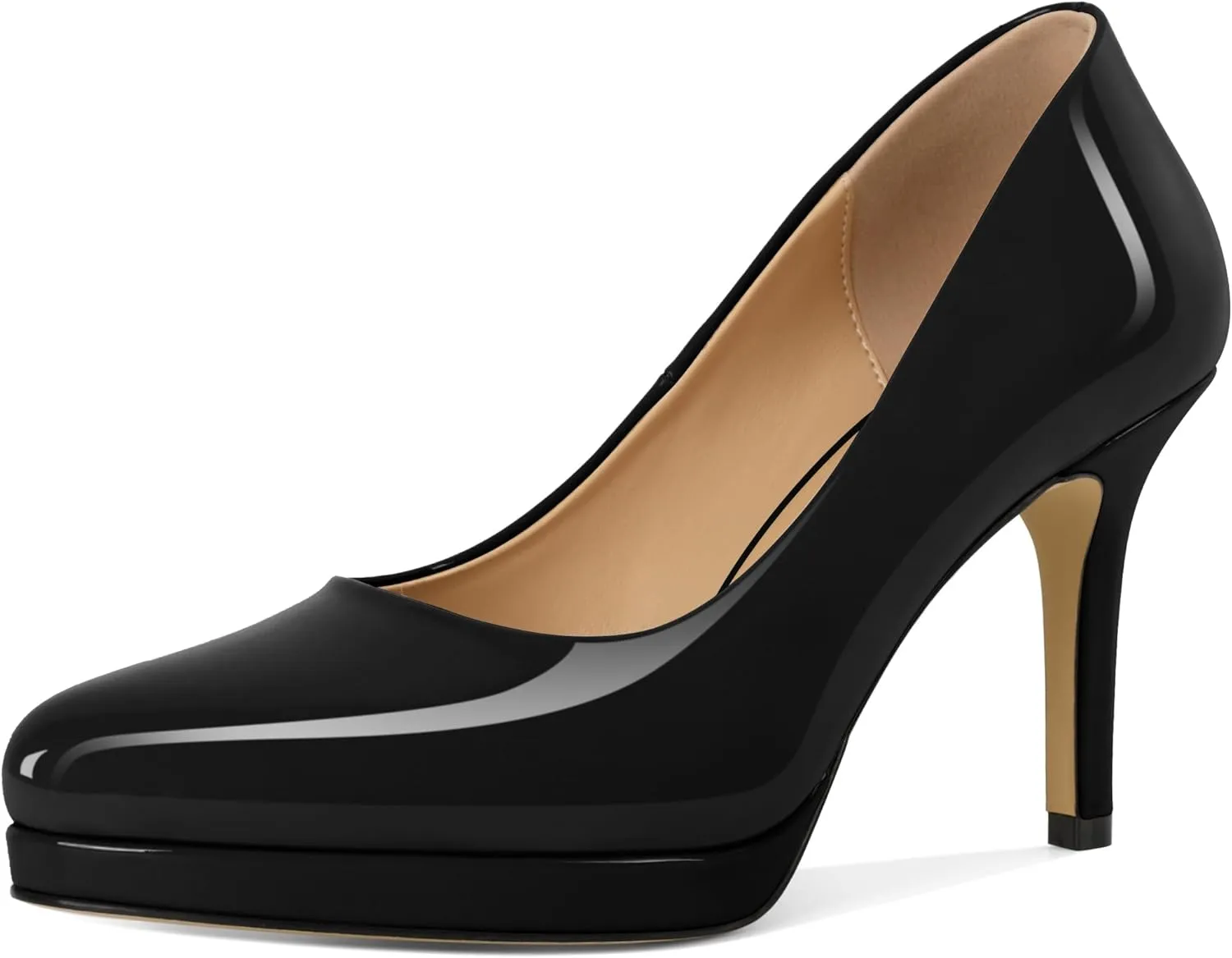 Mettesally Women High Heels Platform Pumps Stilettos Slip-on Fashion Daily Office Women Shoes 3.5 Inches