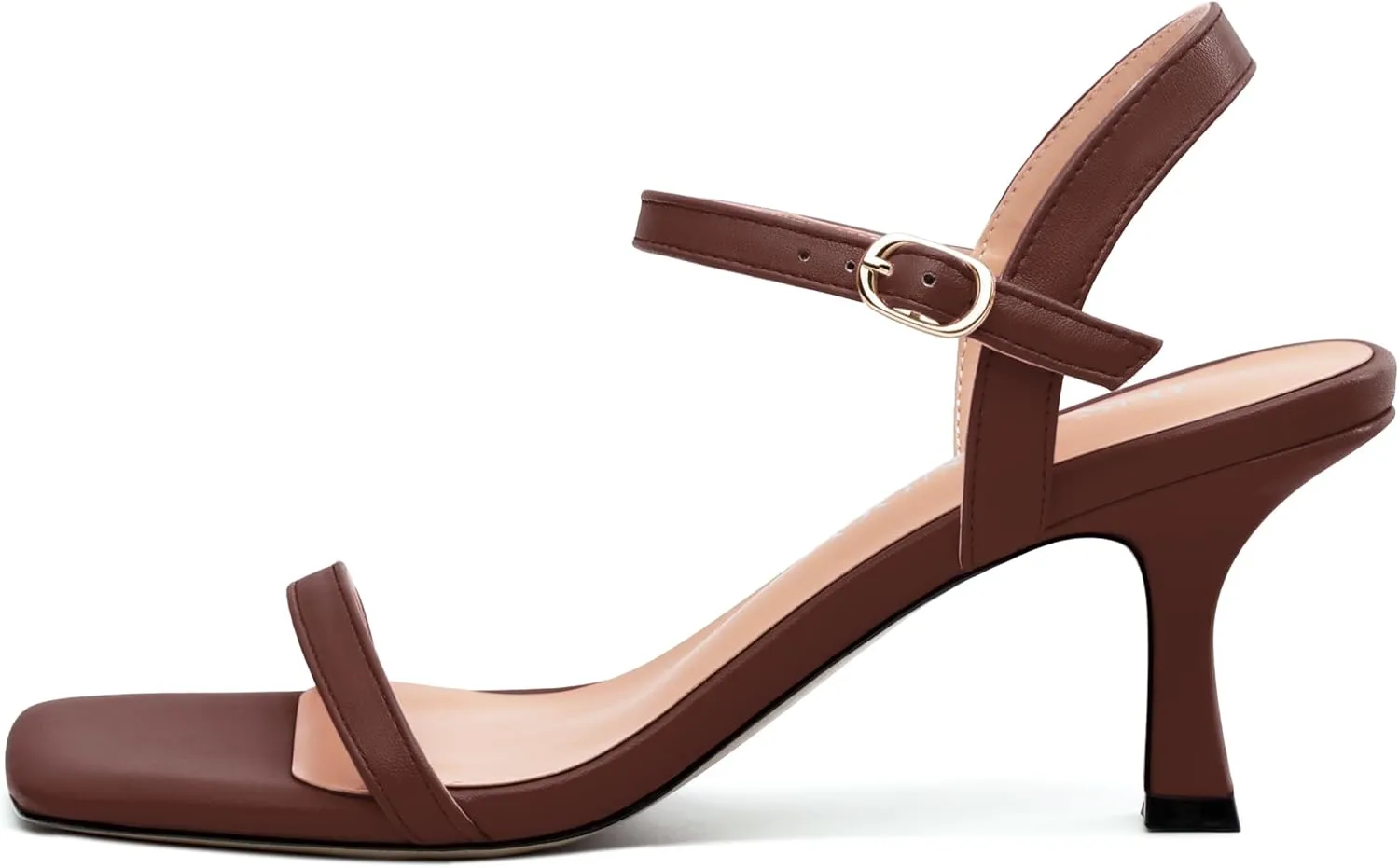 Mid Heels For Women Square Open Toe Ankle Strap Buckle Heeled Sandals Prom Daily Party Wedding Summer Dress Shoes 2.5 Inches2.5 Inches