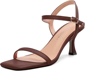 Mid Heels For Women Square Open Toe Ankle Strap Buckle Heeled Sandals Prom Daily Party Wedding Summer Dress Shoes 2.5 Inches2.5 Inches