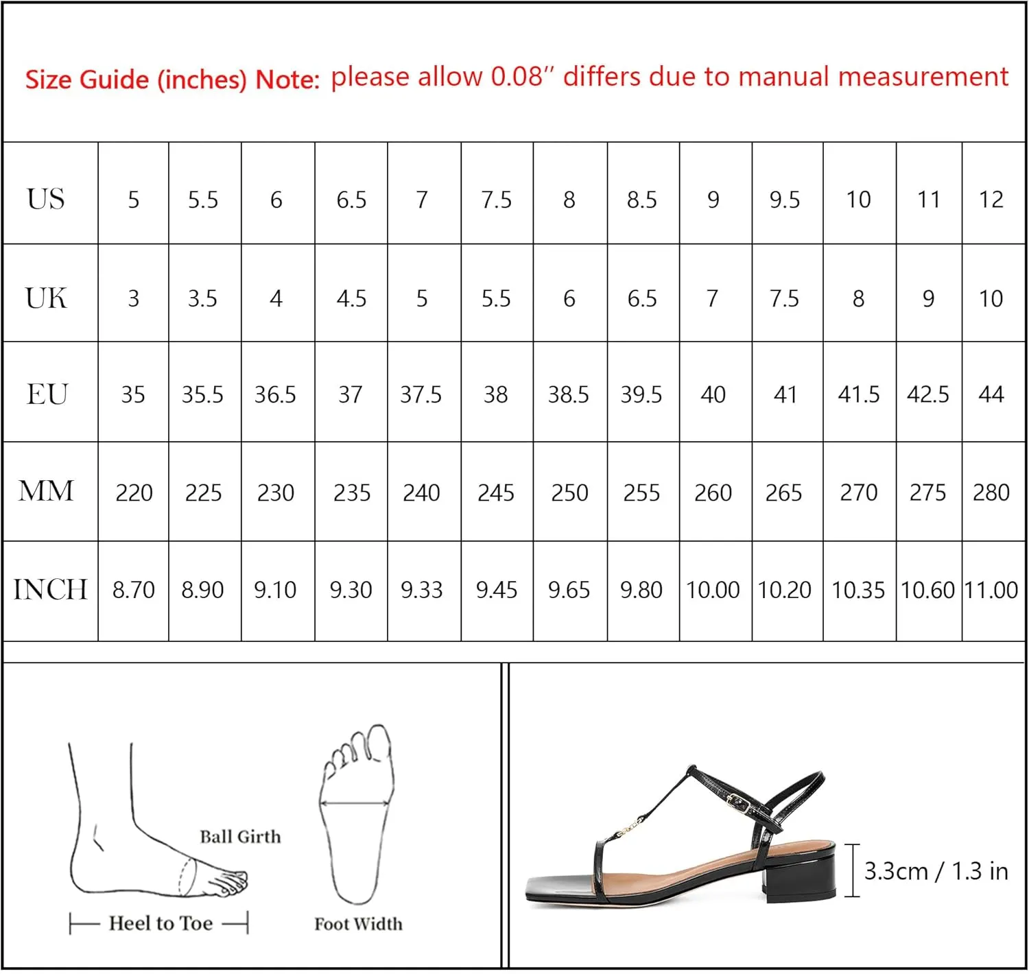 Modatope T-Strap Heels for Women, with Square Open Toe and Chunky Low Heel Design