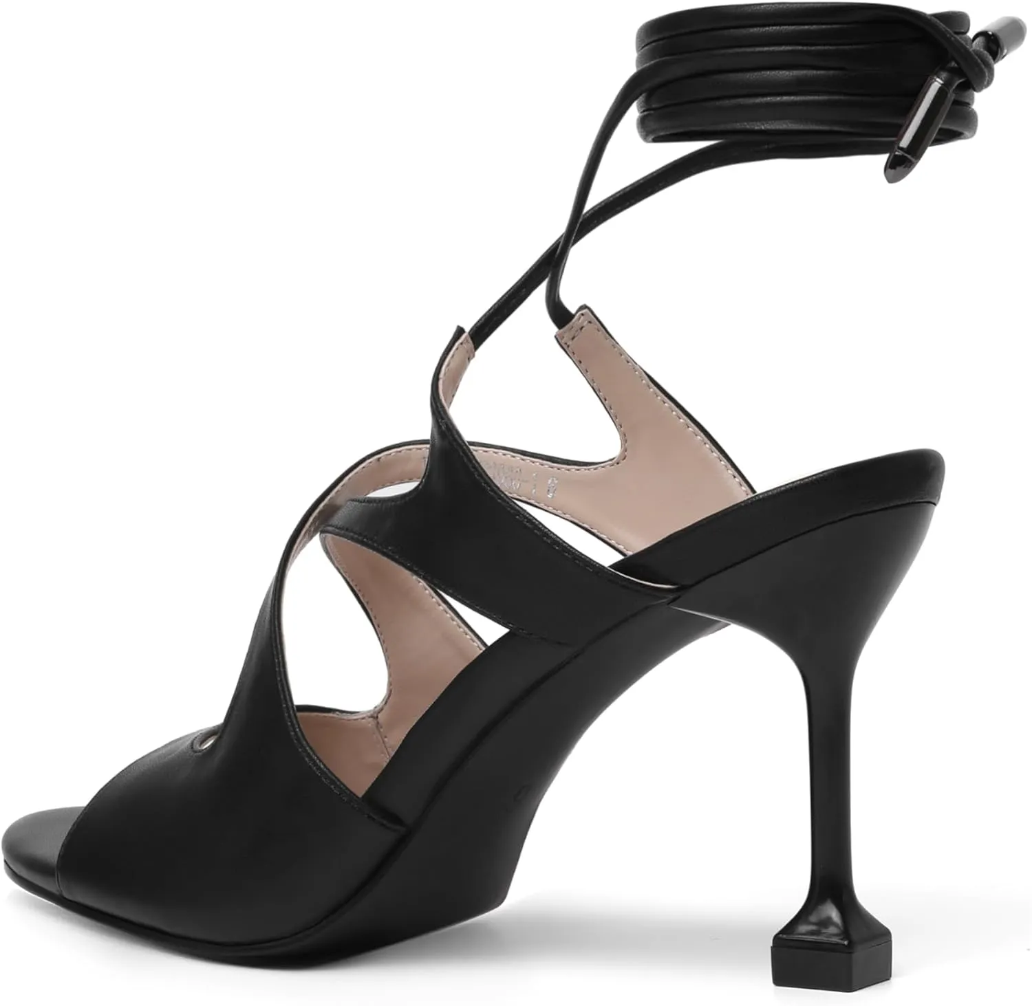 Mofirdast Strappy Heels for Women Stiletto Sandals Lace Up Open Toe Heeled Wrap Around Heels with Round Toe