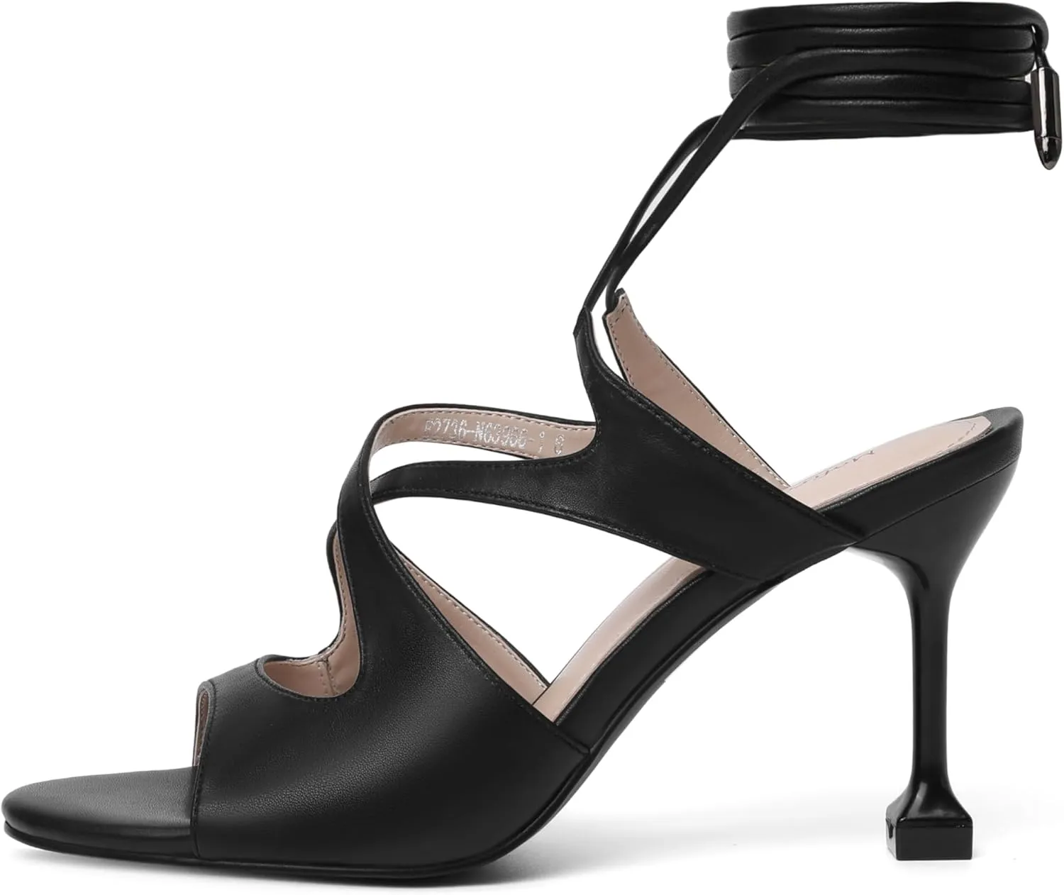 Mofirdast Strappy Heels for Women Stiletto Sandals Lace Up Open Toe Heeled Wrap Around Heels with Round Toe