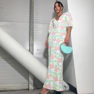 Multi Blurred Floral Maxi Dress