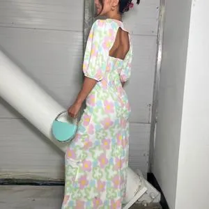 Multi Blurred Floral Maxi Dress