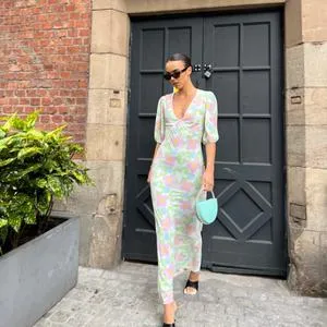 Multi Blurred Floral Maxi Dress